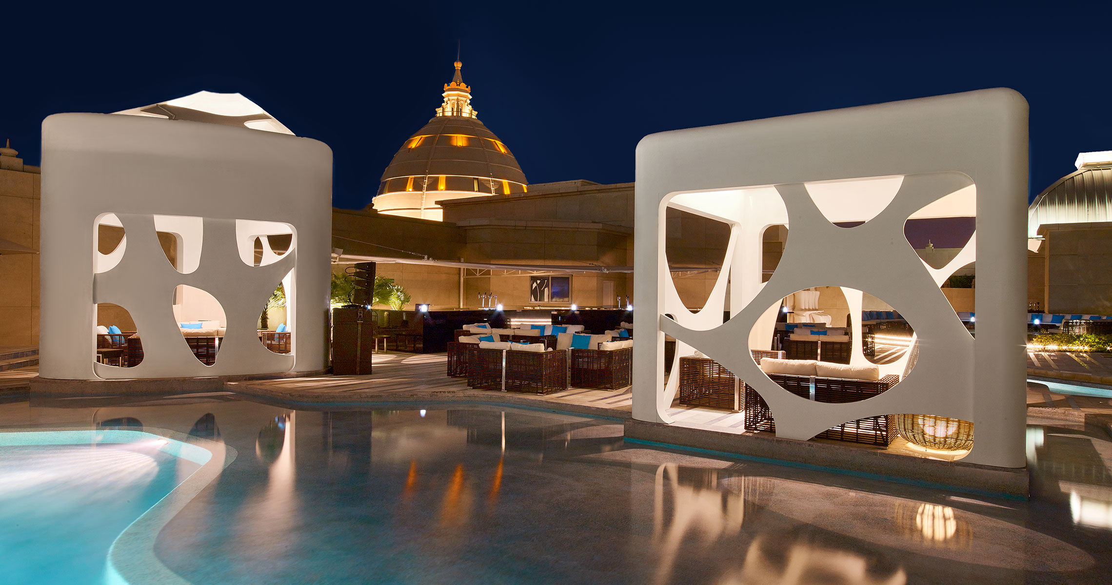 V Hotel Dubai V Deck at night